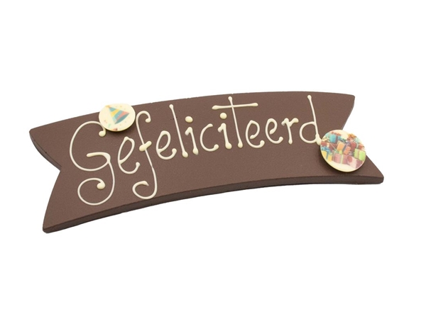 Chocolade boodschap "Gefeliciteerd"