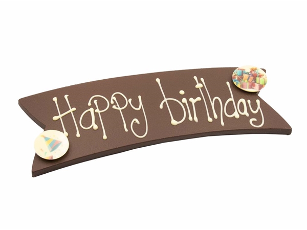 Chocolade boodschap "Happy Birthday"