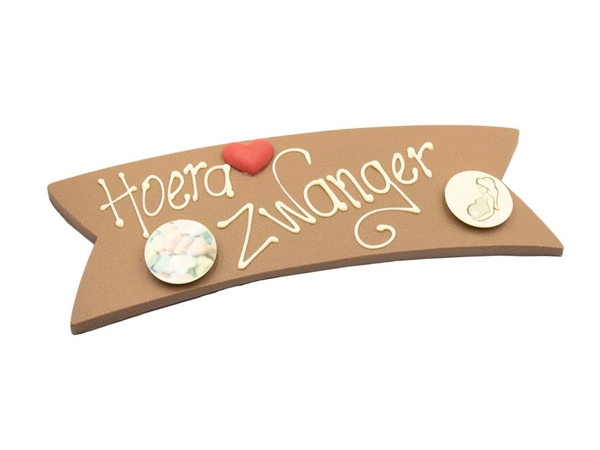 Chocoladeboodschap "Hoera Zwanger"